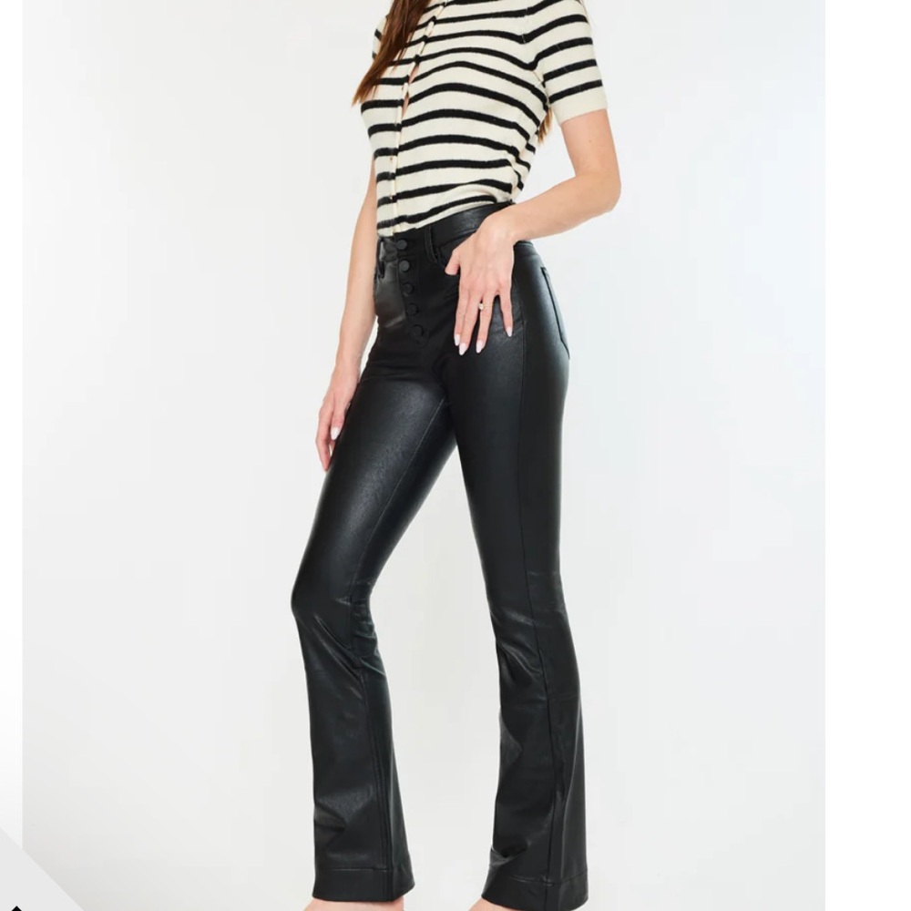NWT KanCan Joan High Rise Faux Leather Bootcut Pants - Picture 3 of 10